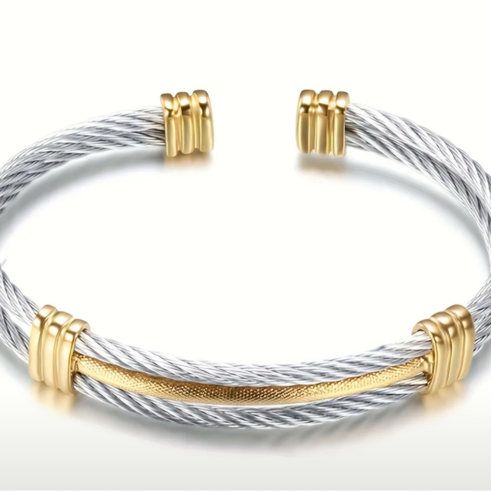 Elegant Two Tone Cable Bracelet